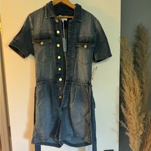 FAME Denim Romper Coverall Shorts